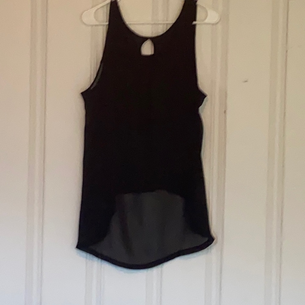 Sheer back, black tank Sz L